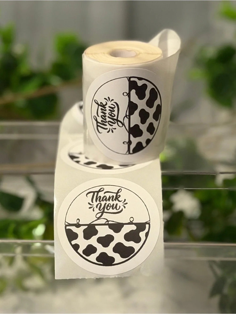 Cow Print Thank You Stickers 2” Round 200 Pack Cute Small Business Labels